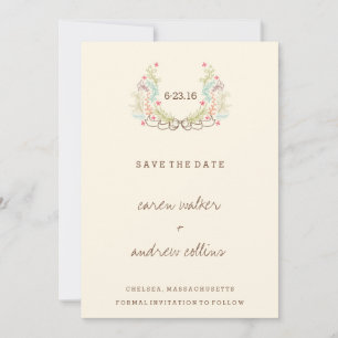 Modern Floral Wreath Save the Date card