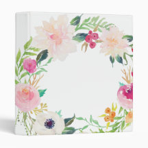 Modern Floral Wreath White Binder