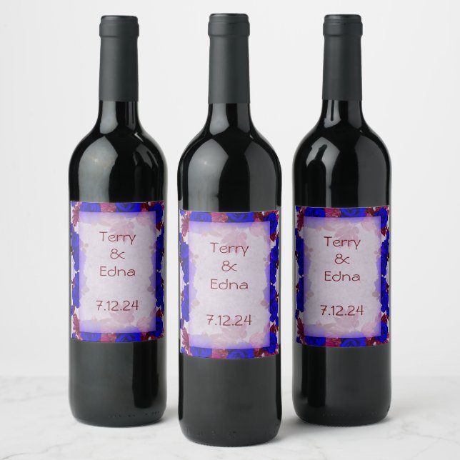 Modern Floral Wreath Wine Sticker Set (Bottles)