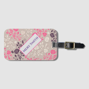 Modern Floral Your Name Luggage Tag