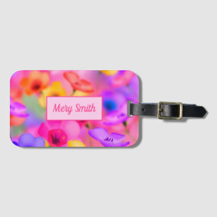 Modern Floral Your Name Luggage Tag