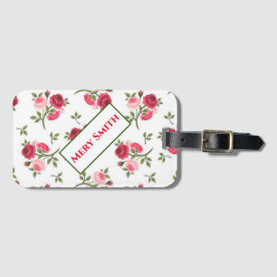 Modern Floral Your Name Luggage Tag