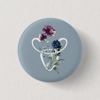Modern Floral Zodiac Star Sign Taurus 3 Cm Round Badge