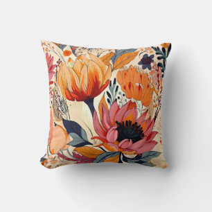 Modern Florals Design Two Sided Throw Pillow