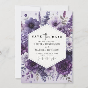 Modern Florals Purple Floral Wedding Save The Date