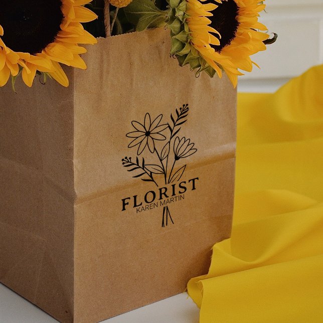 Modern Florist Business Custom Large Rubber Stamp (Creator Uploaded)