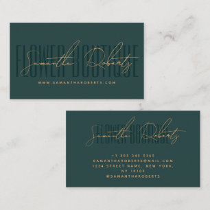 Modern florist flower boutique green business card