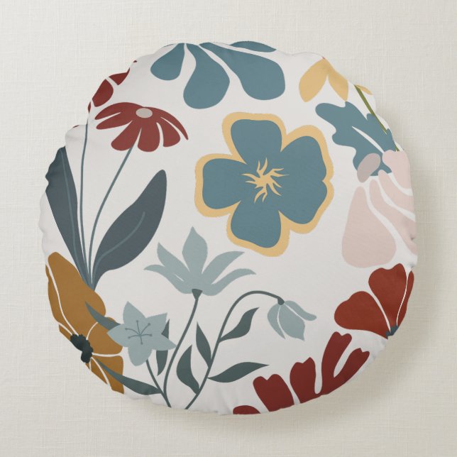 Modern Flower Beauty Round Pillow (Front)