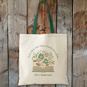 Modern Flower Book Teacher Thank You Gift  Tote Bag