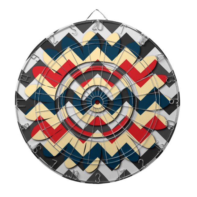 Modern Flower Chevron Zigzag Pattern 2 Dartboard (Front)