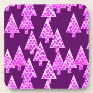 Modern flower Christmas trees - amethyst purple Coaster