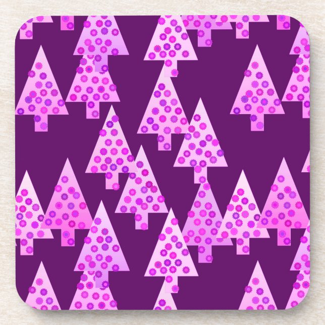 Modern flower Christmas trees - amethyst purple Coaster (Front)
