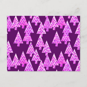 Modern flower Christmas trees - amethyst purple Holiday Postcard