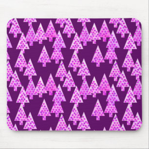 Modern flower Christmas trees - amethyst purple Mouse Pad