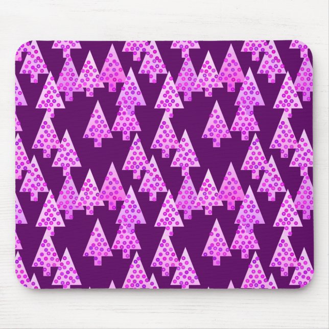 Modern flower Christmas trees - amethyst purple Mouse Pad (Front)