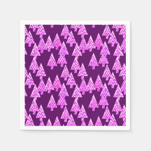 Modern flower Christmas trees - amethyst purple Napkin