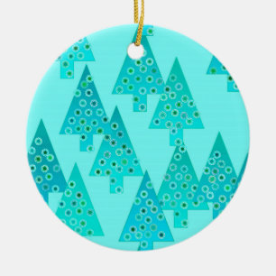 Modern flower Christmas trees - aqua & peacock Ceramic Tree Decoration