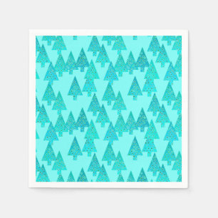 Modern flower Christmas trees - aqua & peacock Napkin