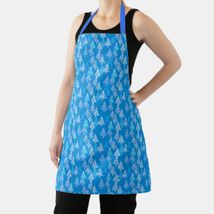 Modern Flower Christmas Trees, Cerulean Blue Apron