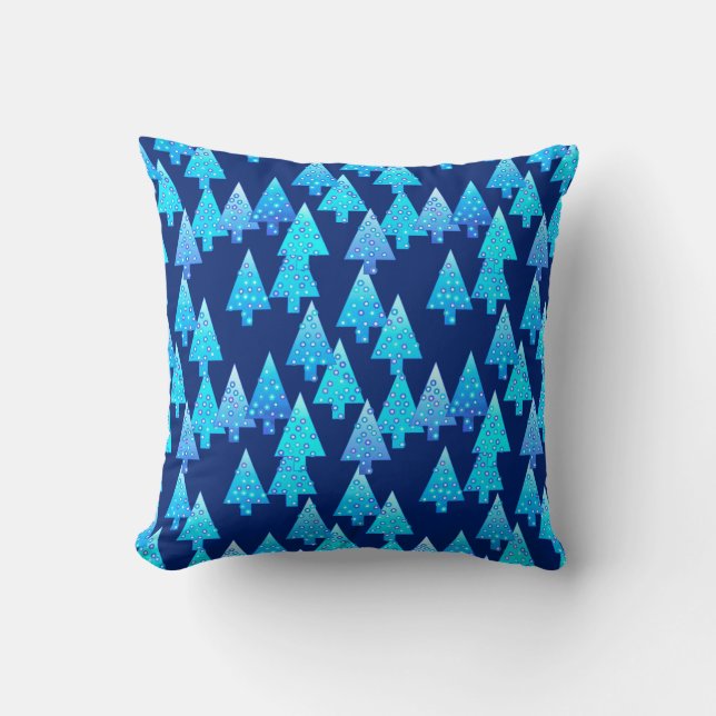 Modern flower Christmas trees - cobalt blue Cushion (Front)