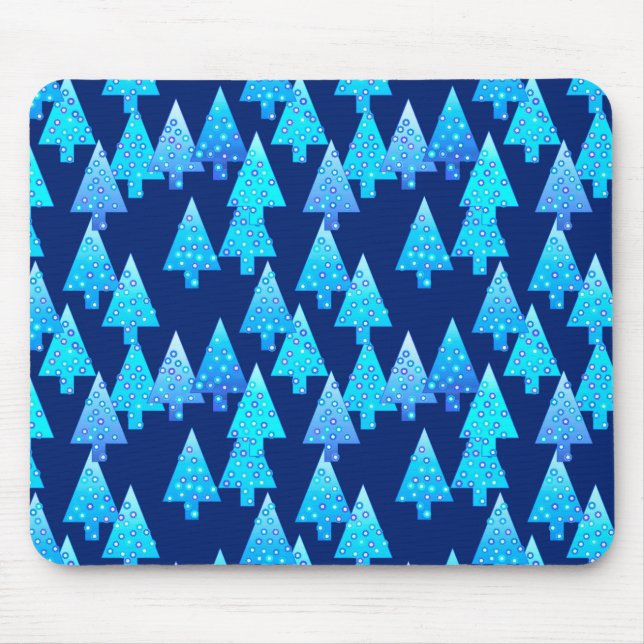 Modern flower Christmas trees - cobalt blue Mouse Pad (Front)
