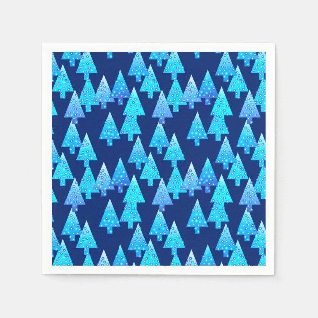 Modern flower Christmas trees - cobalt blue Napkin (Front)