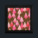 Modern flower Christmas trees - coral & brown Gift Box<br><div class="desc">Mid-Century Modern,  flower embellished,  Christmas trees in a silky gradient - trees in a gradient of coral pink and cream,  accented with coral,  on a chocolate brown background</div>