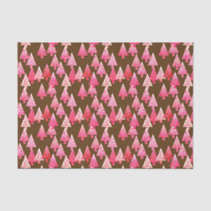 Modern flower Christmas trees - coral & brown Tissue Paper