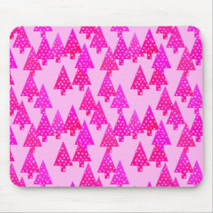 Modern flower Christmas trees - fuchsia pink Mouse Pad