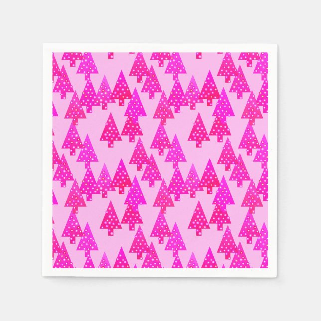 Modern flower Christmas trees - fuchsia pink Napkin (Front)