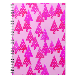 Modern flower Christmas trees - fuchsia pink Notebook