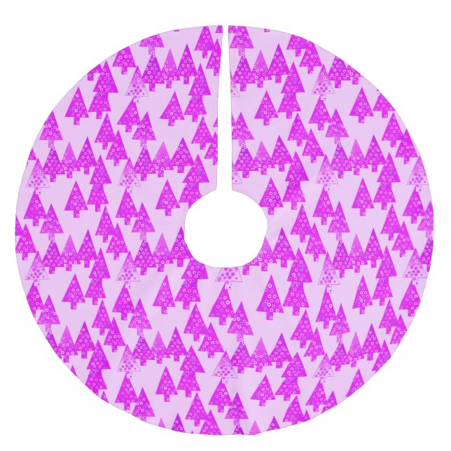Modern flower Christmas trees - orchid Brushed Polyester Tree Skirt (Front)