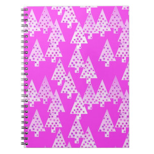Modern flower Christmas trees - orchid pink Spiral Notebook