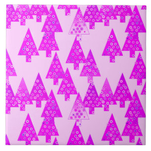 Modern flower Christmas trees - orchid Tile