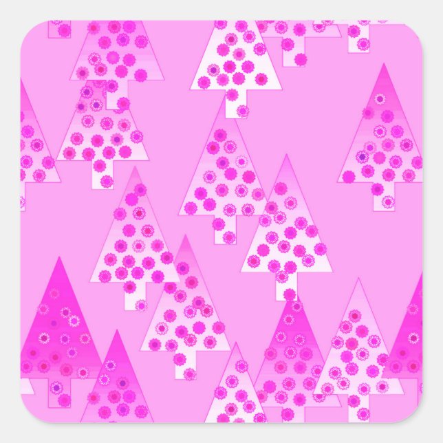 Modern flower Christmas trees - orchid & violet Square Sticker (Front)