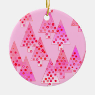 Modern flower Christmas trees - pastel pink Ceramic Tree Decoration