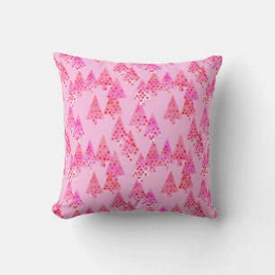 Modern flower Christmas trees - pastel pink Cushion