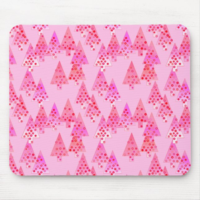 Modern flower Christmas trees - pastel pink Mouse Pad (Front)