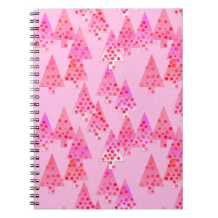 Modern flower Christmas trees - pastel pink Spiral Notebook