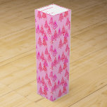 Modern flower Christmas trees - pastel pink Wine Gift Box<br><div class="desc">Mid-Century Modern,  flower embellished,  Christmas trees in a silky gradient - trees in shades of pale to deep pink,  accented with fuchsia,  on a soft pastel pink background</div>