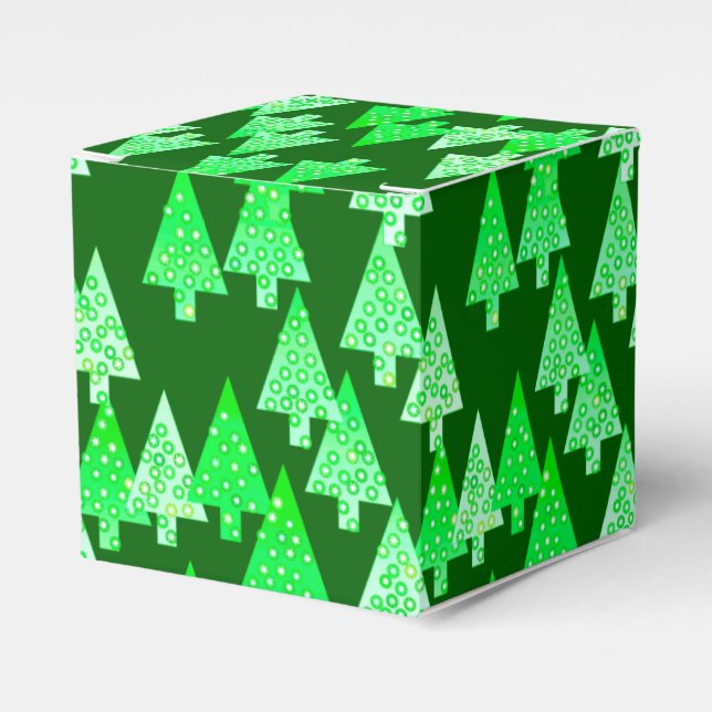 Modern flower Christmas trees - pine green Favour Box (Front Side)
