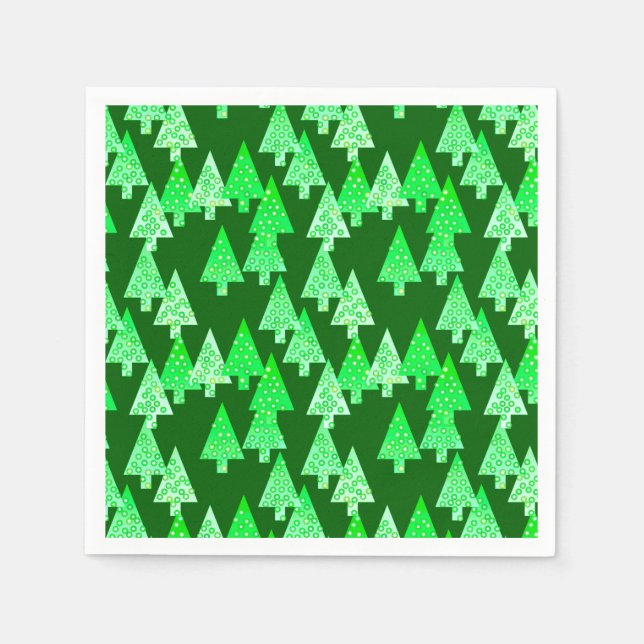 Modern flower Christmas trees - pine green Napkin (Front)