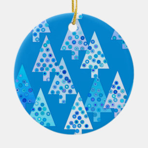 Modern flower Christmas trees - sea blue Ceramic Tree Decoration