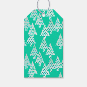 Modern flower Christmas trees - seafoam green Gift Tags