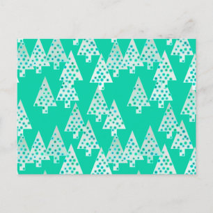 Modern flower Christmas trees - seafoam green Holiday Postcard