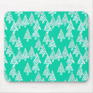 Modern flower Christmas trees - seafoam green Mouse Pad