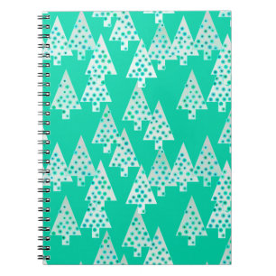 Modern flower Christmas trees - seafoam green Spiral Notebook