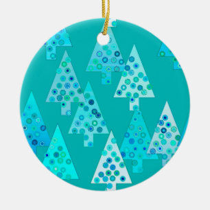 Modern flower Christmas trees - turquoise Ceramic Tree Decoration