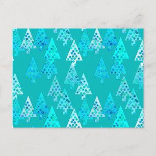 Modern flower Christmas trees - turquoise Holiday Postcard