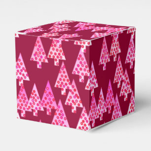 Modern flower Christmas trees - wine & pink Favour Box